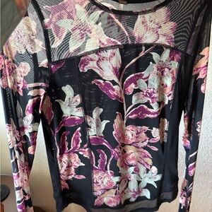 Floral Mesh Long Sleeve Top